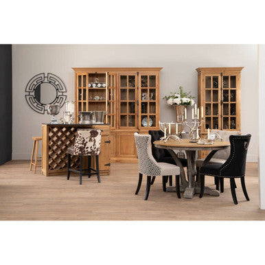 Lyon Natural Oak Wood Large Cabinet with Glass Doors
