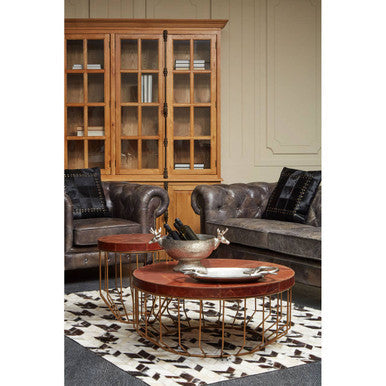 Lyon Natural Oak Wood Large Cabinet with Glass Doors