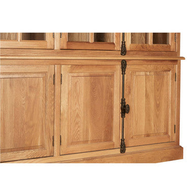 Lyon Natural Oak Wood Large Cabinet with Glass Doors