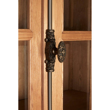 Lyon Natural Oak Wood Large Cabinet with Glass Doors