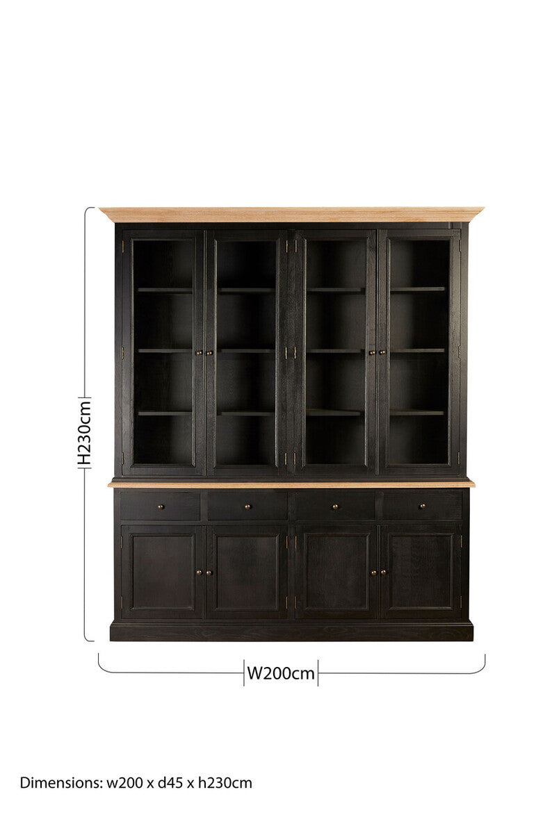 Lyon Black and Whitewash Oak Wood Large Cabinet