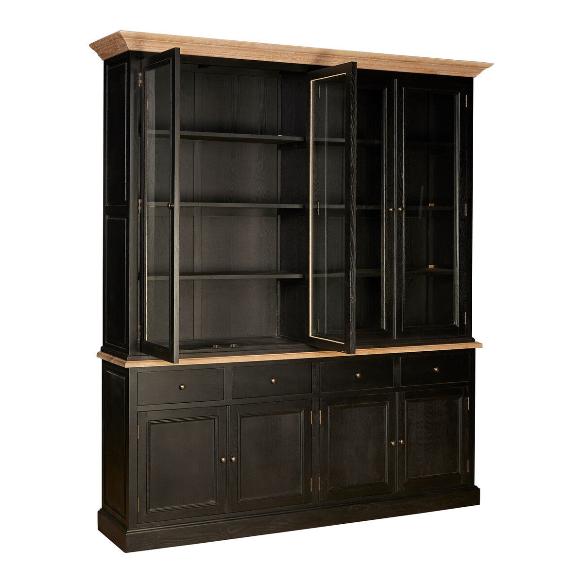 Lyon Black and Whitewash Oak Wood Large Cabinet