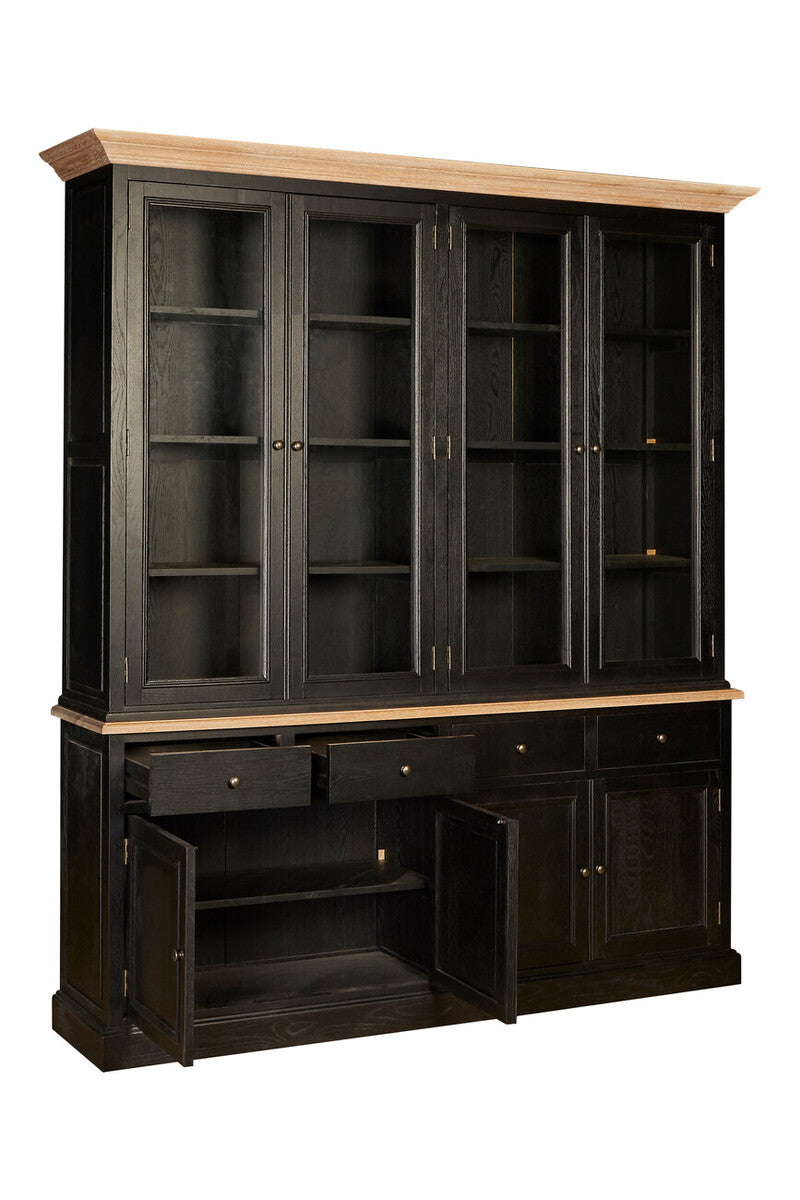 Lyon Black and Whitewash Oak Wood Large Cabinet