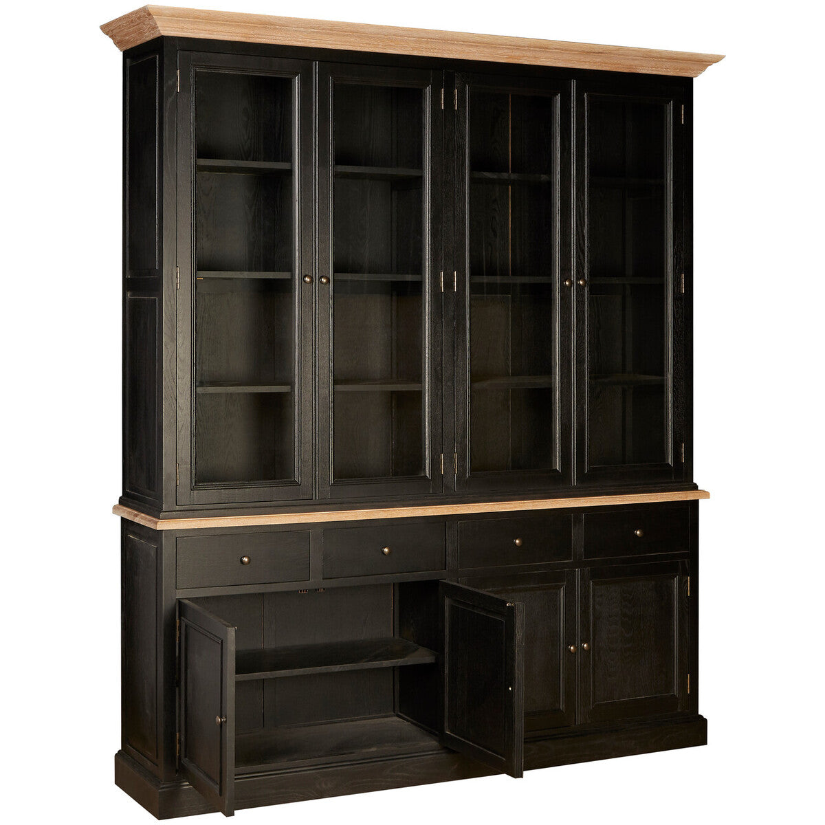 Lyon Black and Whitewash Oak Wood Large Cabinet