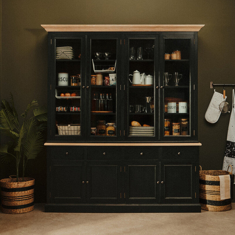 Lyon Black and Whitewash Oak Wood Large Cabinet