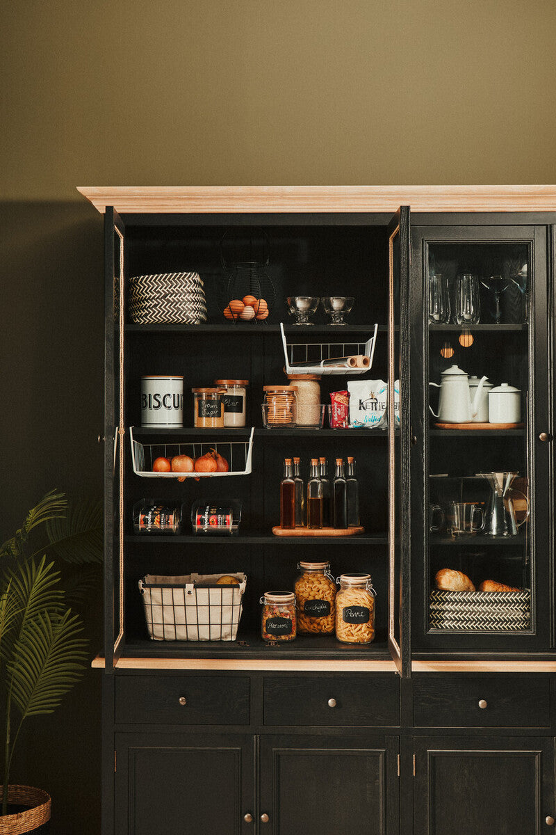 Lyon Black and Whitewash Oak Wood Large Cabinet