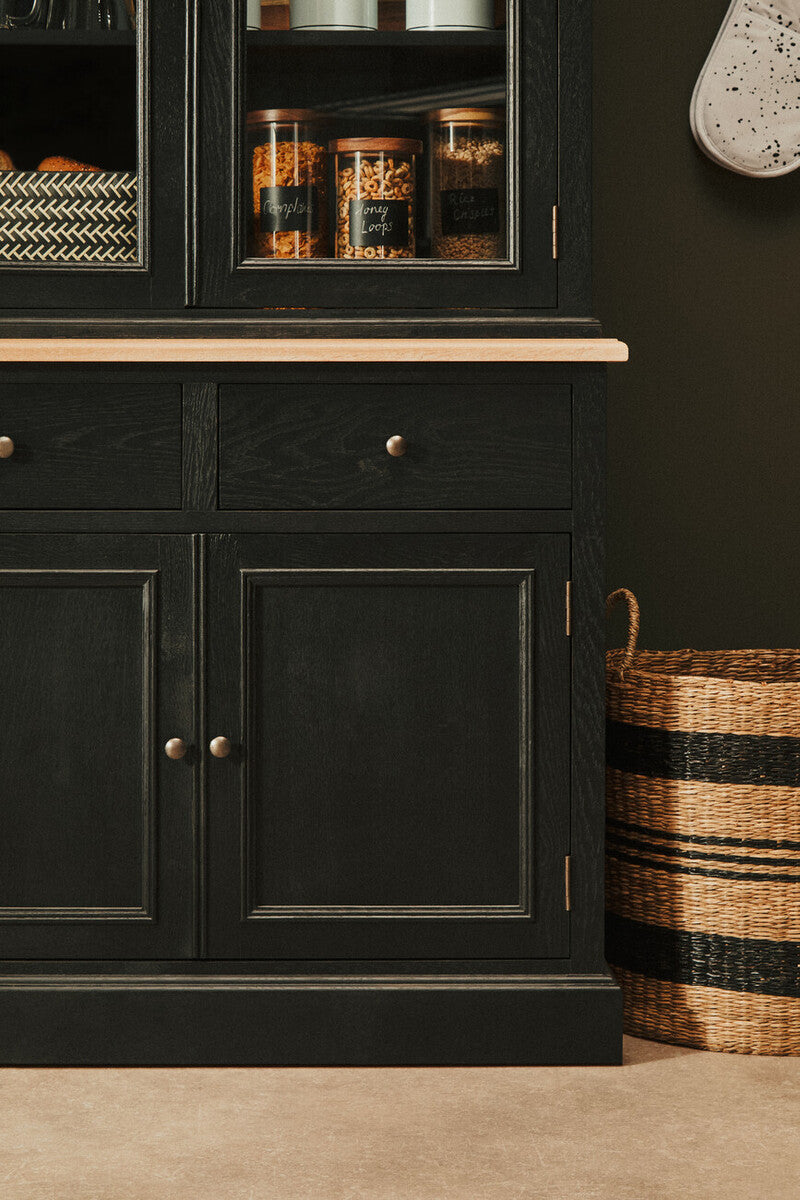 Lyon Black and Whitewash Oak Wood Large Cabinet