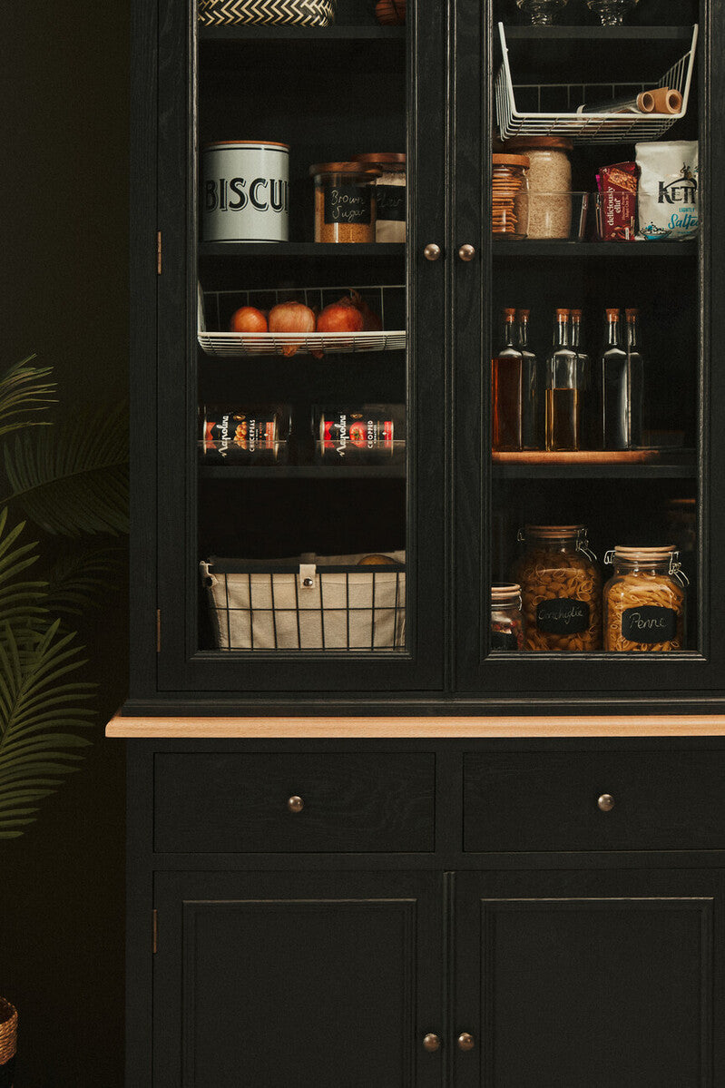 Lyon Black and Whitewash Oak Wood Large Cabinet