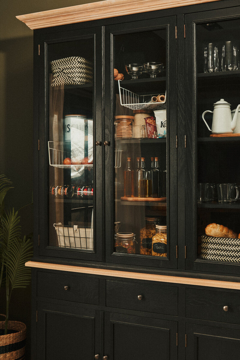 Lyon Black and Whitewash Oak Wood Large Cabinet