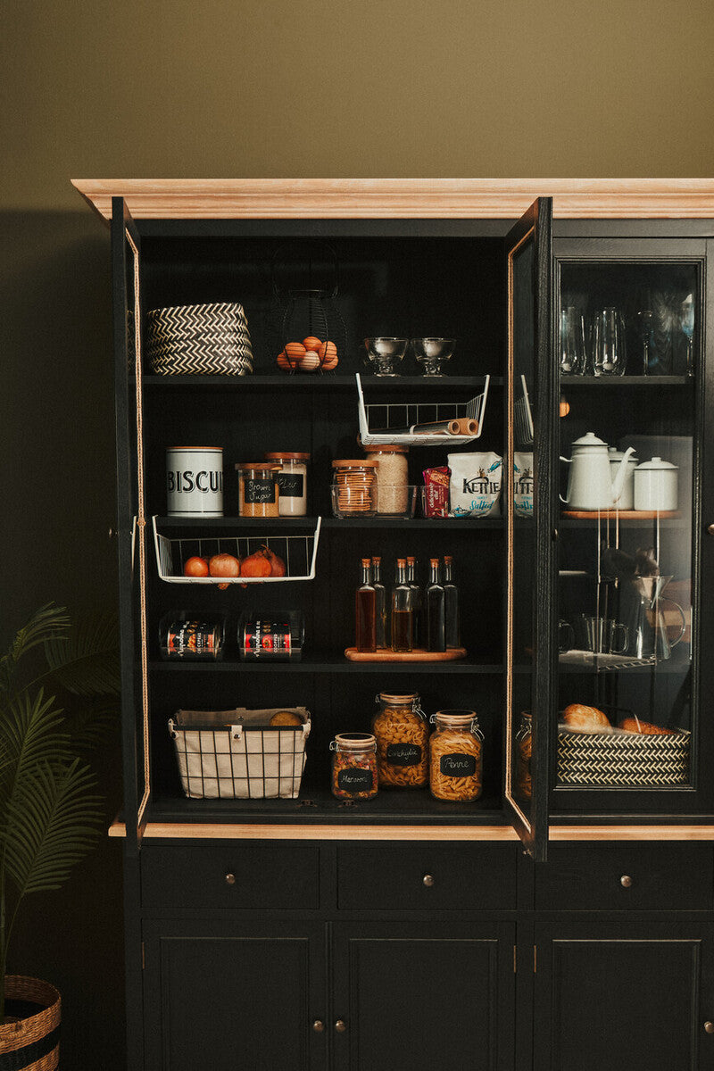 Lyon Black and Whitewash Oak Wood Large Cabinet