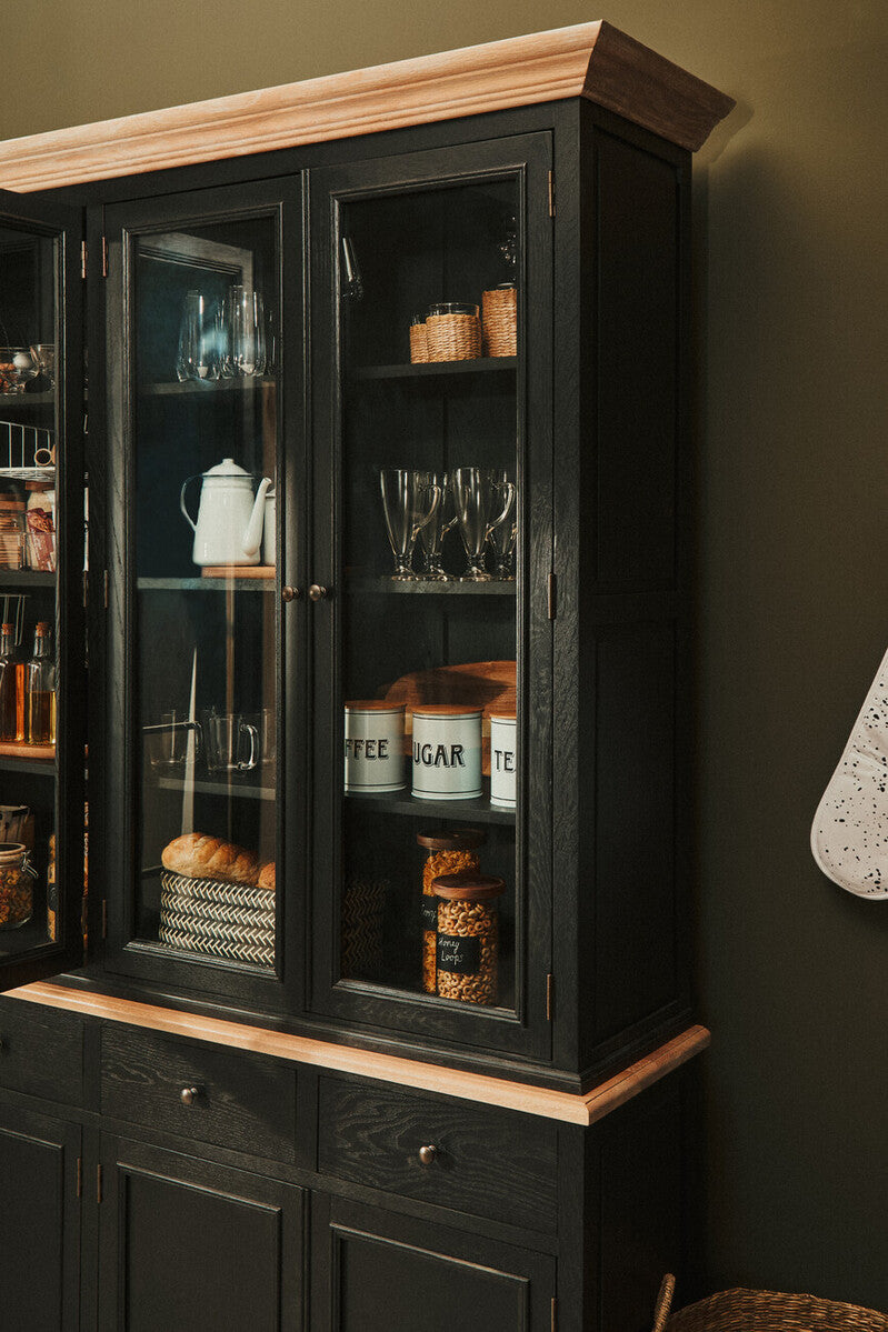 Lyon Black and Whitewash Oak Wood Large Cabinet