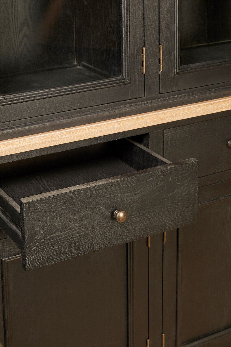 Lyon Black and Whitewash Oak Wood Large Cabinet