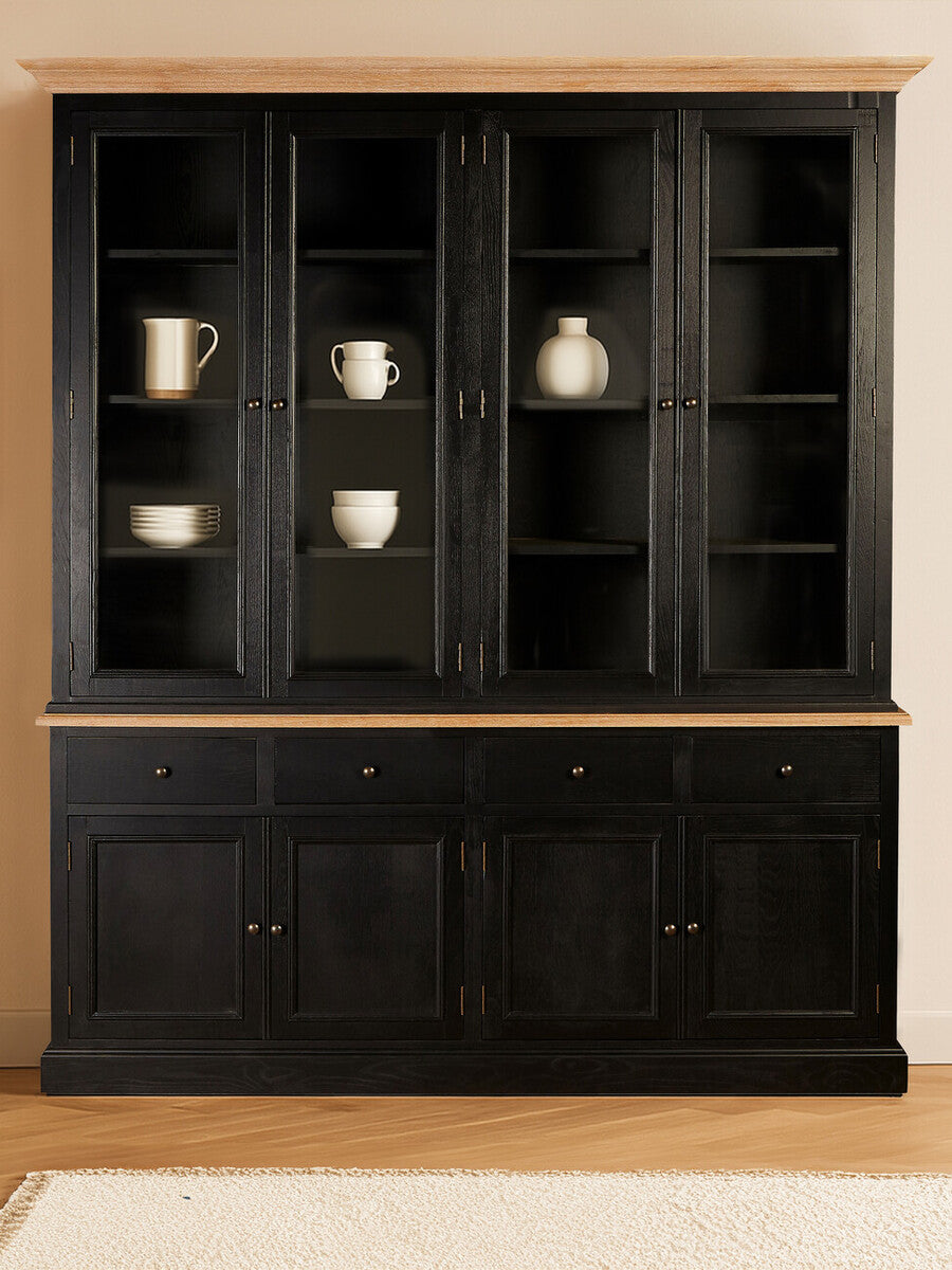 Lyon Black and Whitewash Oak Wood Large Cabinet