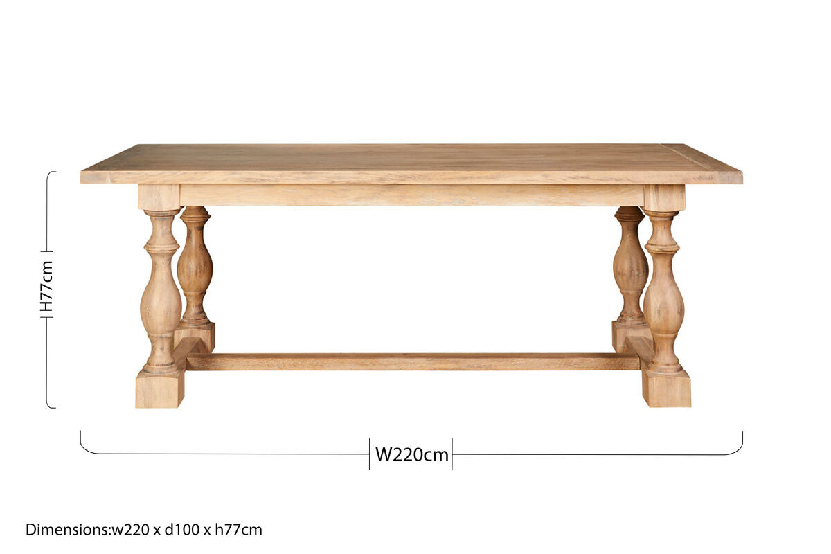 Lyon Whitewash Oak Wood Rectangular Dining Table