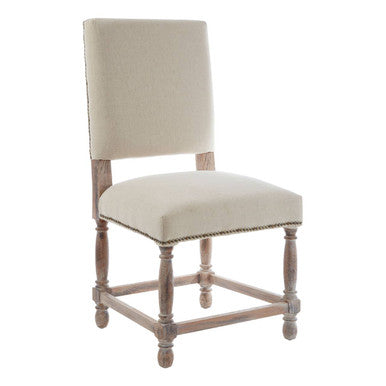 Lyon Natural Linen and White Wash Oak Wood Dining Chair