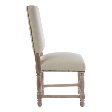 Lyon Natural Linen and White Wash Oak Wood Dining Chair