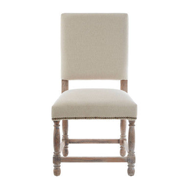 Lyon Natural Linen and White Wash Oak Wood Dining Chair