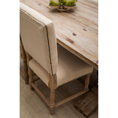 Lyon Natural Linen and White Wash Oak Wood Dining Chair