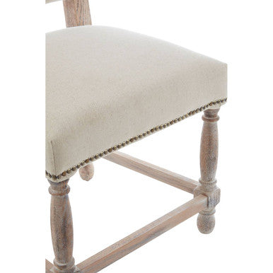 Lyon Natural Linen and White Wash Oak Wood Dining Chair