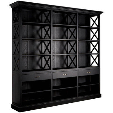 Lyon Black Birch Wood Large Bookcase