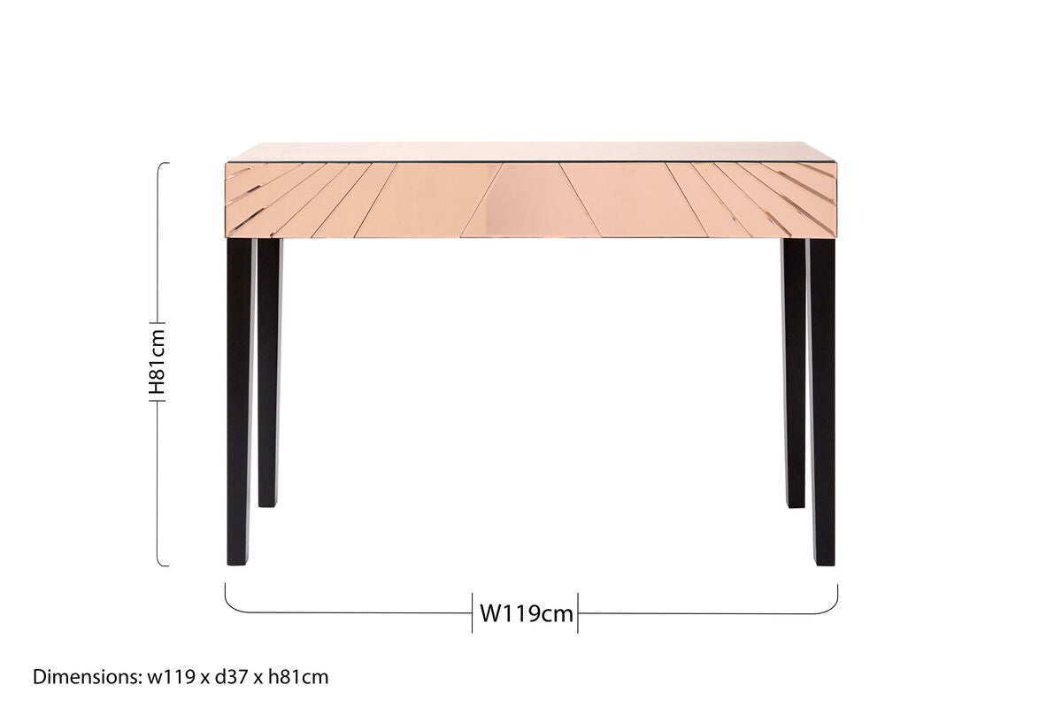 Kensington Townhouse Rose Gold Finish Mirrored Console Table