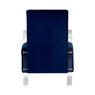 Clarence Navy Blue Velvet Armchair with Acrylic Legs