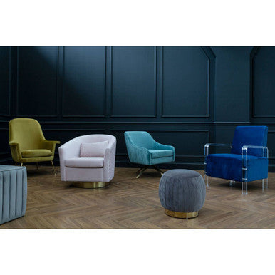 Clarence Navy Blue Velvet Armchair with Acrylic Legs