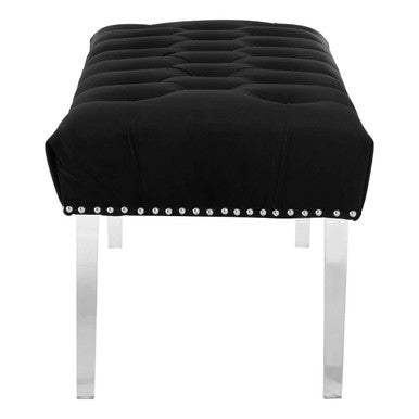 Clarence Black Velvet Bench with Acrylic Legs