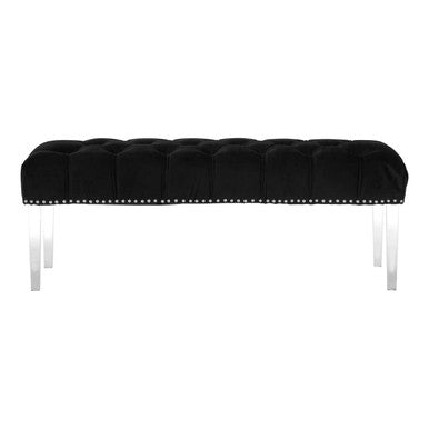 Clarence Black Velvet Bench with Acrylic Legs