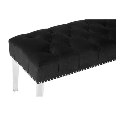 Clarence Black Velvet Bench with Acrylic Legs