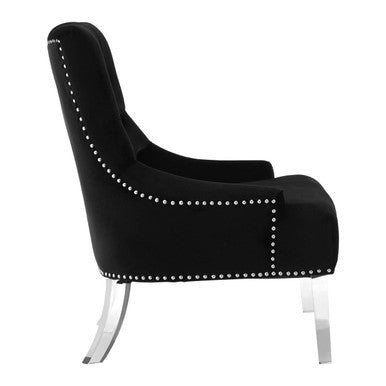 Clarence Black Velvet Button Tufted Chair with Acrylic Legs