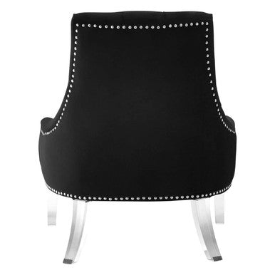 Clarence Black Velvet Button Tufted Chair with Acrylic Legs