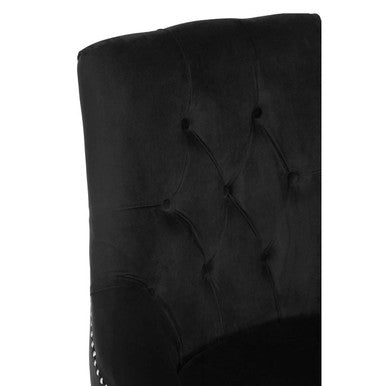 Clarence Black Velvet Button Tufted Chair with Acrylic Legs
