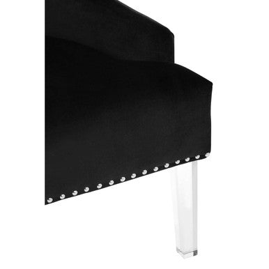 Clarence Black Velvet Button Tufted Chair with Acrylic Legs