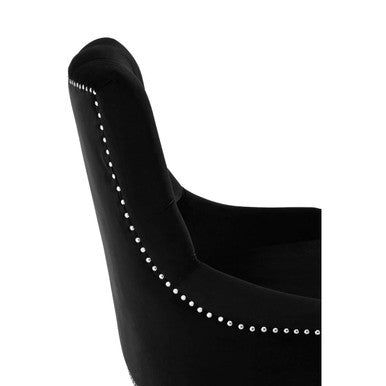 Clarence Black Velvet Button Tufted Chair with Acrylic Legs