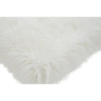 Clarence White Faux Fur Bench with Gold Finish Legs