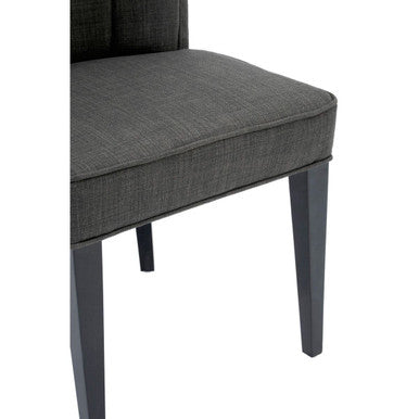 Oria Grey Fabric Channel Tufted Dining Chair