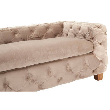 Ophelia Beige Velvet Button Tufted 3 Seater Sofa