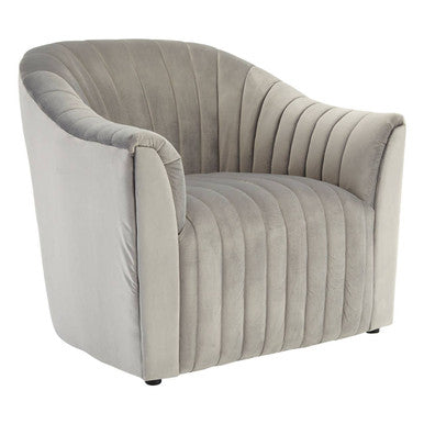 Opel Grey Velvet Channel Tufted Armchair