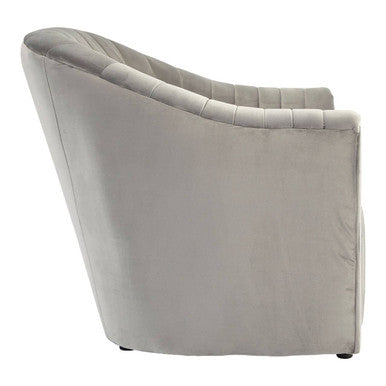 Opel Grey Velvet Channel Tufted Armchair