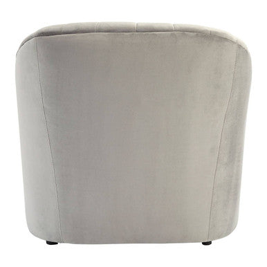 Opel Grey Velvet Channel Tufted Armchair