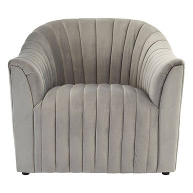 Opel Grey Velvet Channel Tufted Armchair