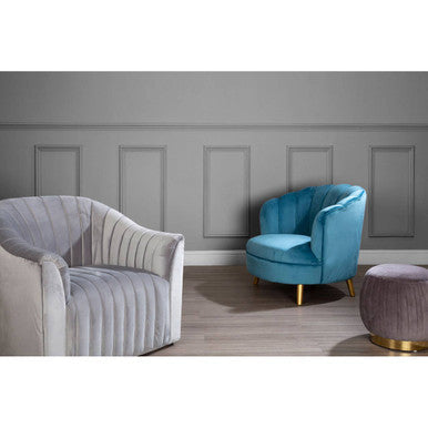 Opel Grey Velvet Channel Tufted Armchair