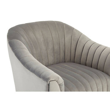 Opel Grey Velvet Channel Tufted Armchair
