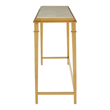 Alvaro White Marble Console Table with Gold Finish Frame