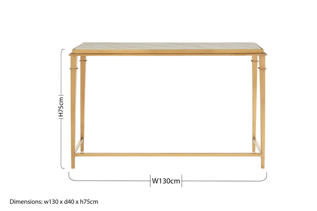 Alvaro White Marble Console Table with Gold Finish Frame