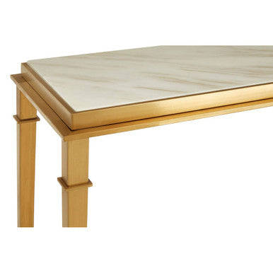 Alvaro White Marble Console Table with Gold Finish Frame
