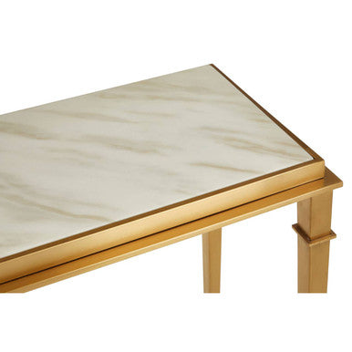 Alvaro White Marble Console Table with Gold Finish Frame