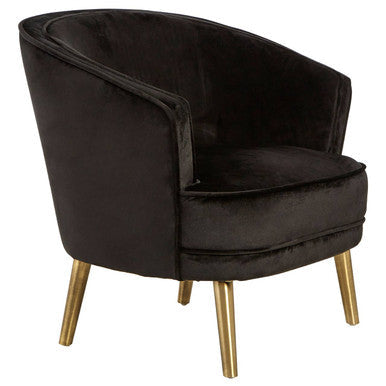 Louxor Black Velvet Round Armchair