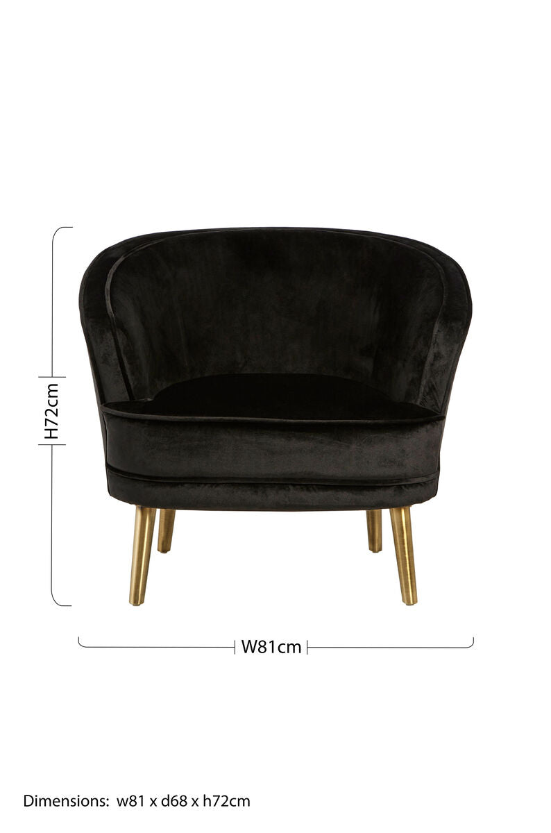 Louxor Black Velvet Round Armchair